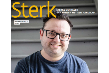 Foto van ambassadeur voor autisme Pieter Bas op de cover van 'Sterk'